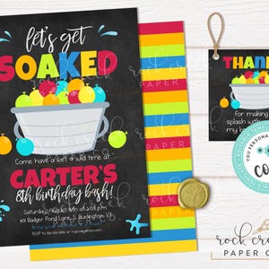 Water Balloon Birthday Invitation, Editable Party Template (Digital Download) image 2