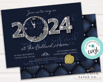 New Year's Eve Party Invitation, Countdown New Year Party, Ring in New Year Invitation, Digital New Year Party Invitation, Instant Download