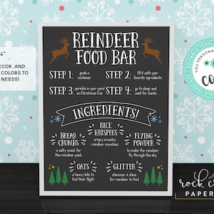 Reindeer Food Bar Poster, Chalkboard Reindeer Food Poster, Heiligabend Aktivität Poster 18 "x 24" Sofort Download