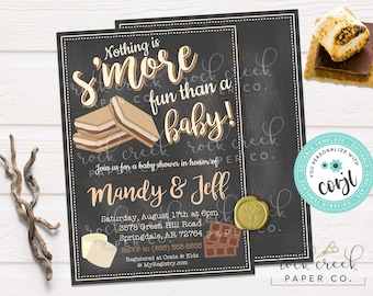 S'more Bonfire Baby Shower Invitation, Editable Template (Digital Download)