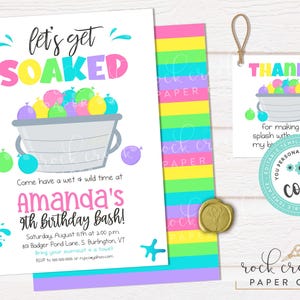 Water Balloon Birthday Invitation, Editable Party Template (Digital Download) image 3