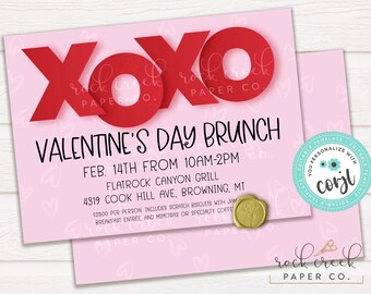 Valentine's Brunch Invitation, Editable Sweetheart Design Template (Digital Download)