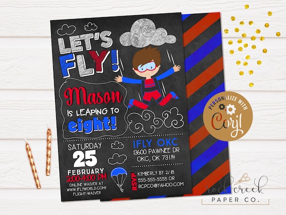 iFly Skydiving Invitation, iFly Birthday Invitation, Indoor Skydiving Invitation, iFly Party, Digital Birthday Invitation, INSTANT ACCESS Il_570xn