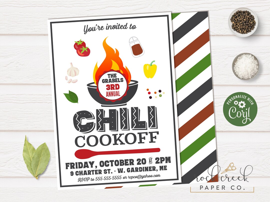 Chili Cookoff Invitation Chili Competition Chili Cook off - Etsy