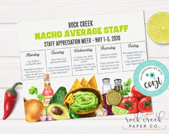 Nacho Average Days Printables: Editable PTA Teacher Appreciation Templates (Instant Downloads)