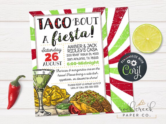 Taco Party Invitation, Mexican Fiesta Invitation, Cinco de Mayo Party, Taco Tuesday Invitation, Digital Party Invitation, INSTANT ACCESS Il_570xn