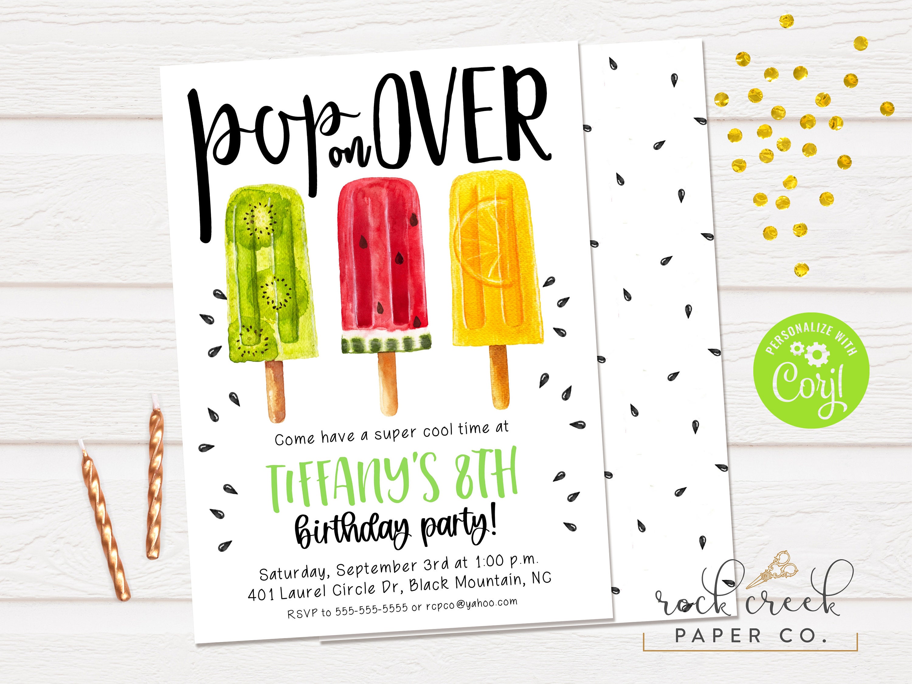 Popsicle Party Birthday Invitation Watercolor Popsicle Party | Etsy New  Zealand