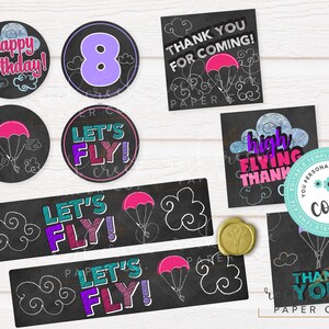 Accessori per feste di compleanno a tema paracadutismo iFly: modelli modificabili (download digitale) Pink|Purple|Teal