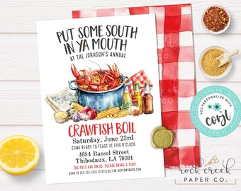 Crawfish Boil Invitation, Editable South in Your Mouth Party Template (Digital Download)