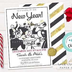 1930s Jazz New Year&#39;s Eve Invitation: Editable Party Template (Instant Digital Download, 5&quot;x7&quot;)