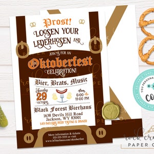 Oktoberfest Lederhosen Invitation: Editable Biergarten Party Template (Instant Digital Download, 5&quot;x7&quot;)