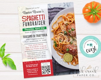 Spaghetti Dinner Invitation, Spaghetti Fundraiser, Spaghetti Dinner Flyer, Spaghetti Potluck, Editable Fundraiser Template, Instant Download