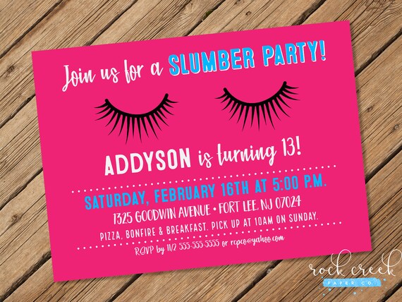 slumber party invitation sleepover party sleeping bag invitation sleepover birthday party invitation
