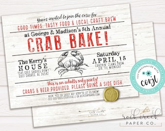 Crab Bake Invitation, Crab Boil Invitation, Seafood Boil Invitation, Crab Boil Dinner Invite, Editable Party Invitation, Instant Download