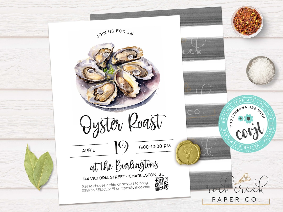 Oyster Roast Invitation, Low Country Oyster Roast Invitation, Oyster ...