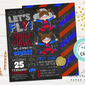 Ifly Skydiving Twins Girls Invitation, Ifly Birthday Invitation, Indoor ...