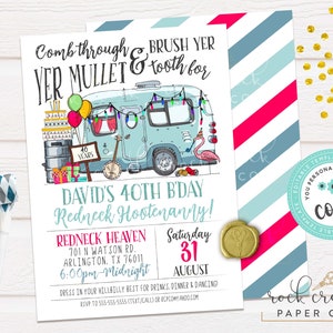 White Trash Birthday Invitation, Redneck Hootenanny Invitation, Trailer Park Party, Editable Birthday Party Template, Instant Download