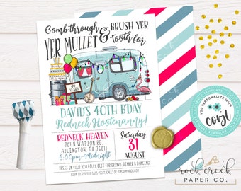 White Trash Birthday Invitation, Redneck Hootenanny Invitation, Trailer Park Party, Editable Birthday Party Template, Instant Download