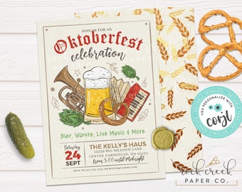 Einladung zur Oktoberfest-Bier- und Musikparty, bearbeitbare Partyvorlage (digitaler Download)