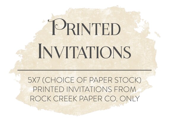 Professional Printing Service for 5x7 Invitations, 5x7 Printed Invitations and FREE Envelopes, Rock Creek Paper Co. Designs ONLY Il_570xn