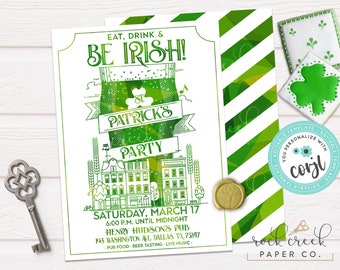 Eat Drink & Be Irish Invitation: Editable St. Patrick's Day Template (Digital Download)