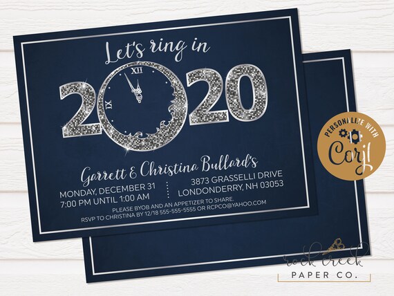 New Year's Eve Party Invitation, Countdown Clock Invitation, Digital New Year Party Invitation, INSTANT ACCESS Il_570xn