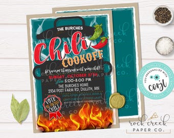 Chili Cookoff Invitation, Editable Competition Event Templates (Digital Download)