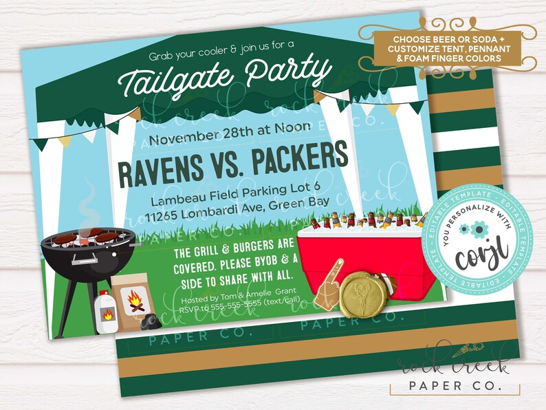Tailgate Party Invitation, Editable Football Party Template (Digital Download) image 4