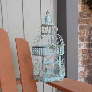 Bird Cage, Patina and Rust Paint Finish for an Aged Vintage look.  Victorian Bird Cage for Showers, Weddings, Graduations, Garden Decor