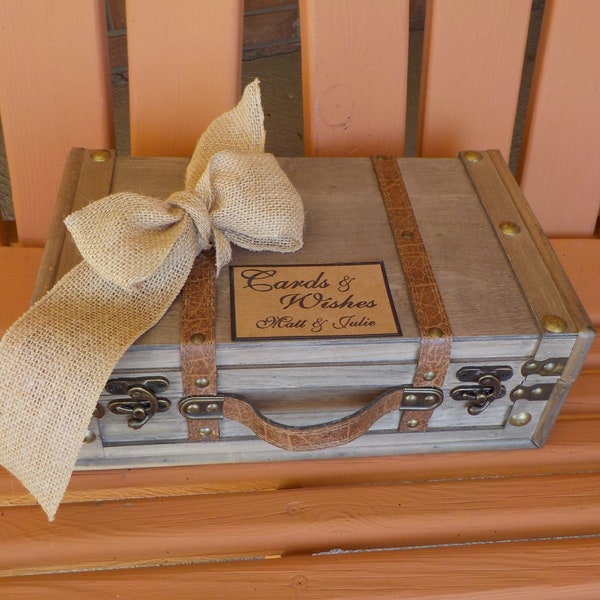 Wedding Cards, Shower Cards, Rustic Trunk Card Box, Wood Trunk, OPTIONAL Card Slot, OPTIONAL Lock, Personalized Wedding Card Holder, #S2