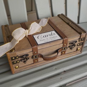 Rustikale Holztruhe, Personalisiert, Optional mit Kartenfach & Schloss, Hochzeitskarten, Duschkarten, Holzkartenbox, Holztruhe, Hochzeitskartenhalter, #S2