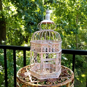 Bird Cage, Soft Pink Blush, Patina and Rust Paint Finish for an Aged Vintage look. Victorian Bird Cage Decor, Showers, Weddings, Tea Party