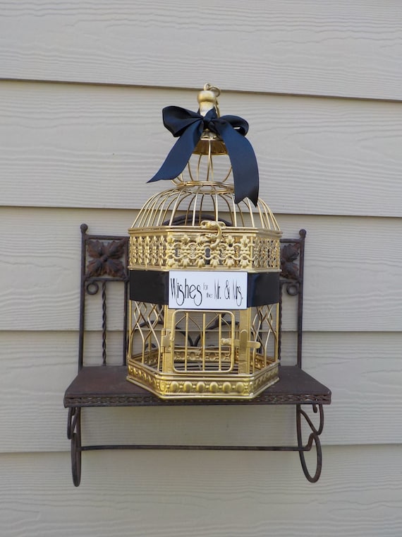 Well Wishes for the Mr & Mrs, Bridal Wishing Well Bird Cage Card Holder, Birdcage Card Box, Shower Supplies, Wishing Well, Custom Colors
