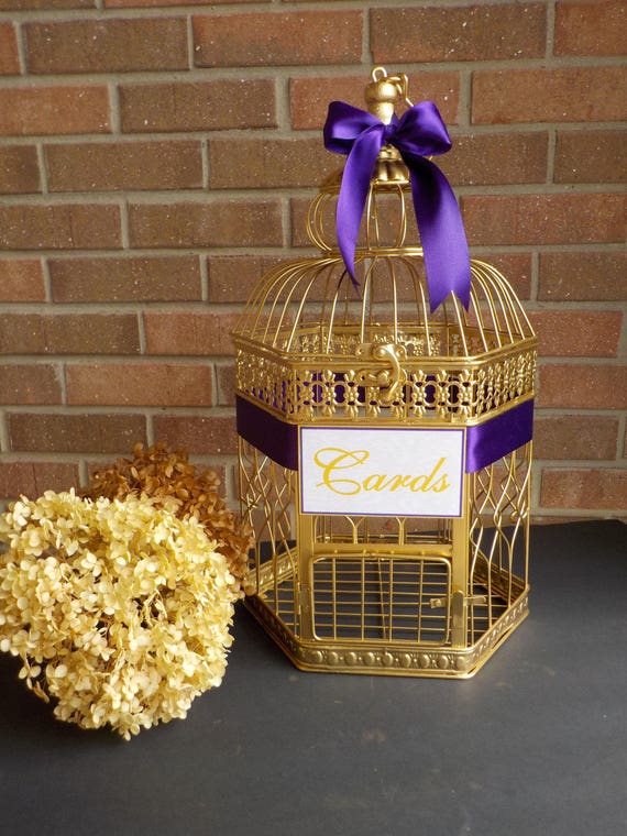 Large Gold Bird Cage Wedding Card Holder Gold Hexagon Etsy