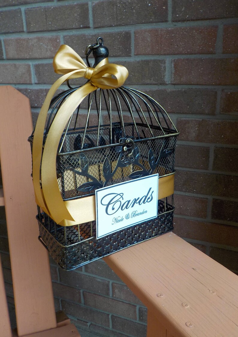 CUSTOM Colors, Bridal Shower Cards Well Wishes Wedding Cards Bird Cage Shower Cards Money Holder Wishing Well Baby Shower Cards