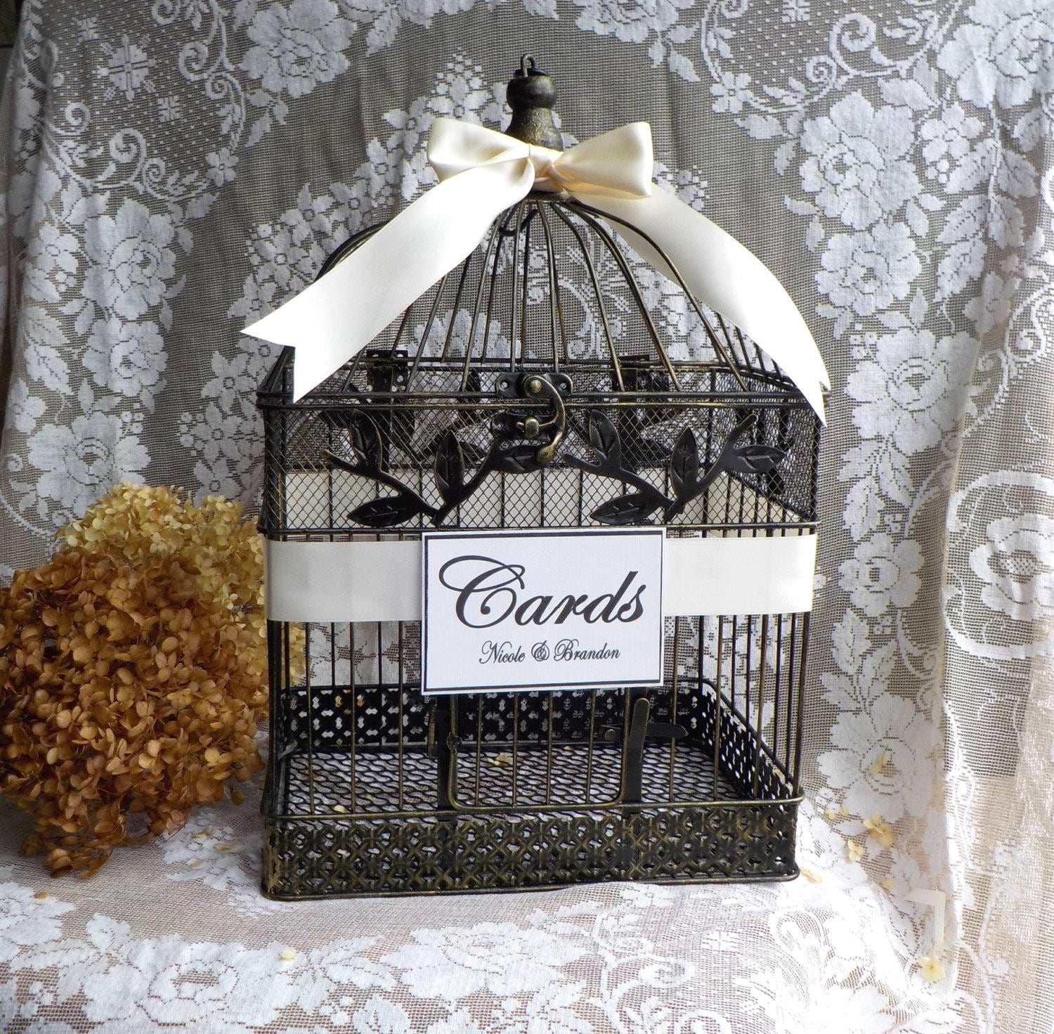 Wedding Bird Cage , Metal Table Centerpiece , French Birdcage , Rustic  Wedding Decor Metal Birdcage , Decorative Birdcage Card Holder 