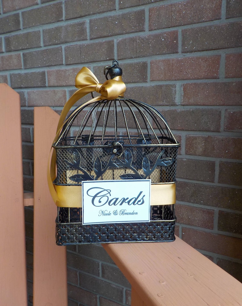CUSTOM Colors, Bridal Shower Cards Well Wishes Wedding Cards Bird Cage Shower Cards Money Holder Wishing Well Baby Shower Cards