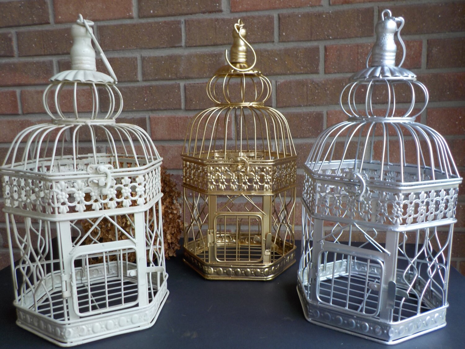 Bird Cage Wedding Card Holder Ivory Gold Silver Birdcage Etsy