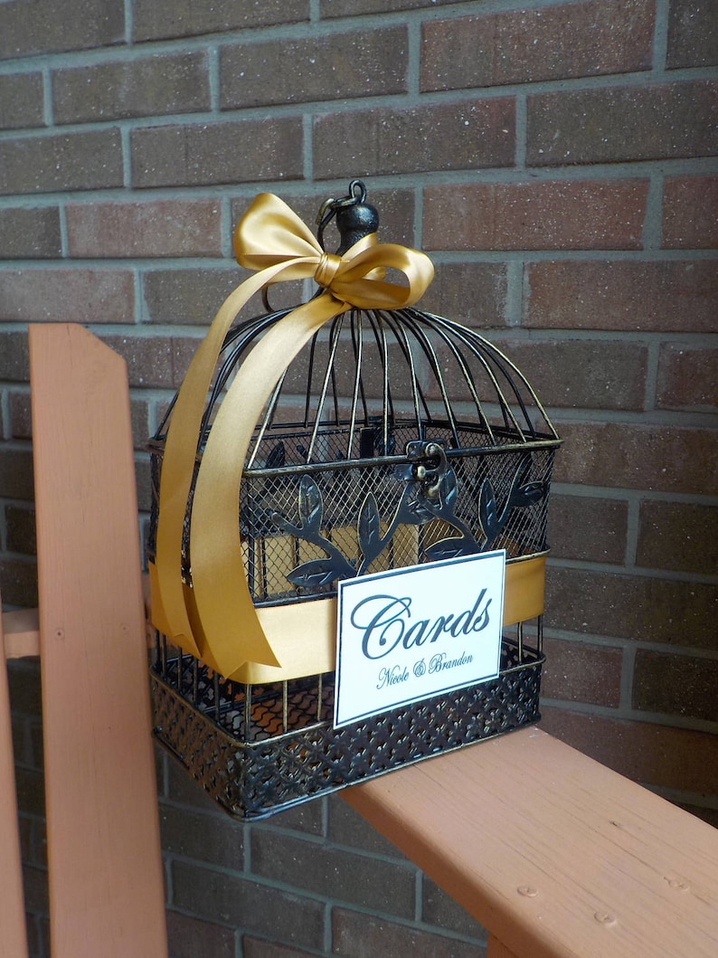CUSTOM Colors, Bridal Shower Cards Well Wishes Wedding Cards Bird Cage Shower Cards Money Holder Wishing Well Baby Shower Cards