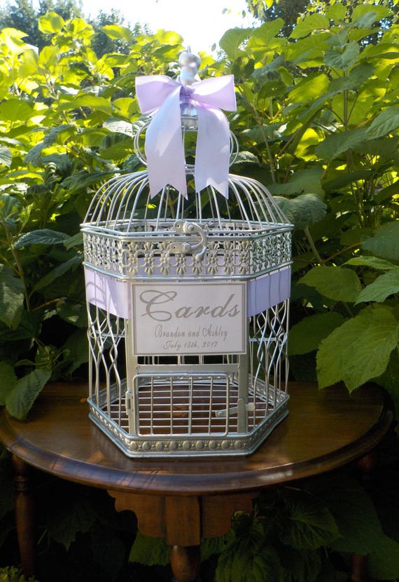 Silver Birdcage Wedding Card Box Large Silver Hexagon Etsy