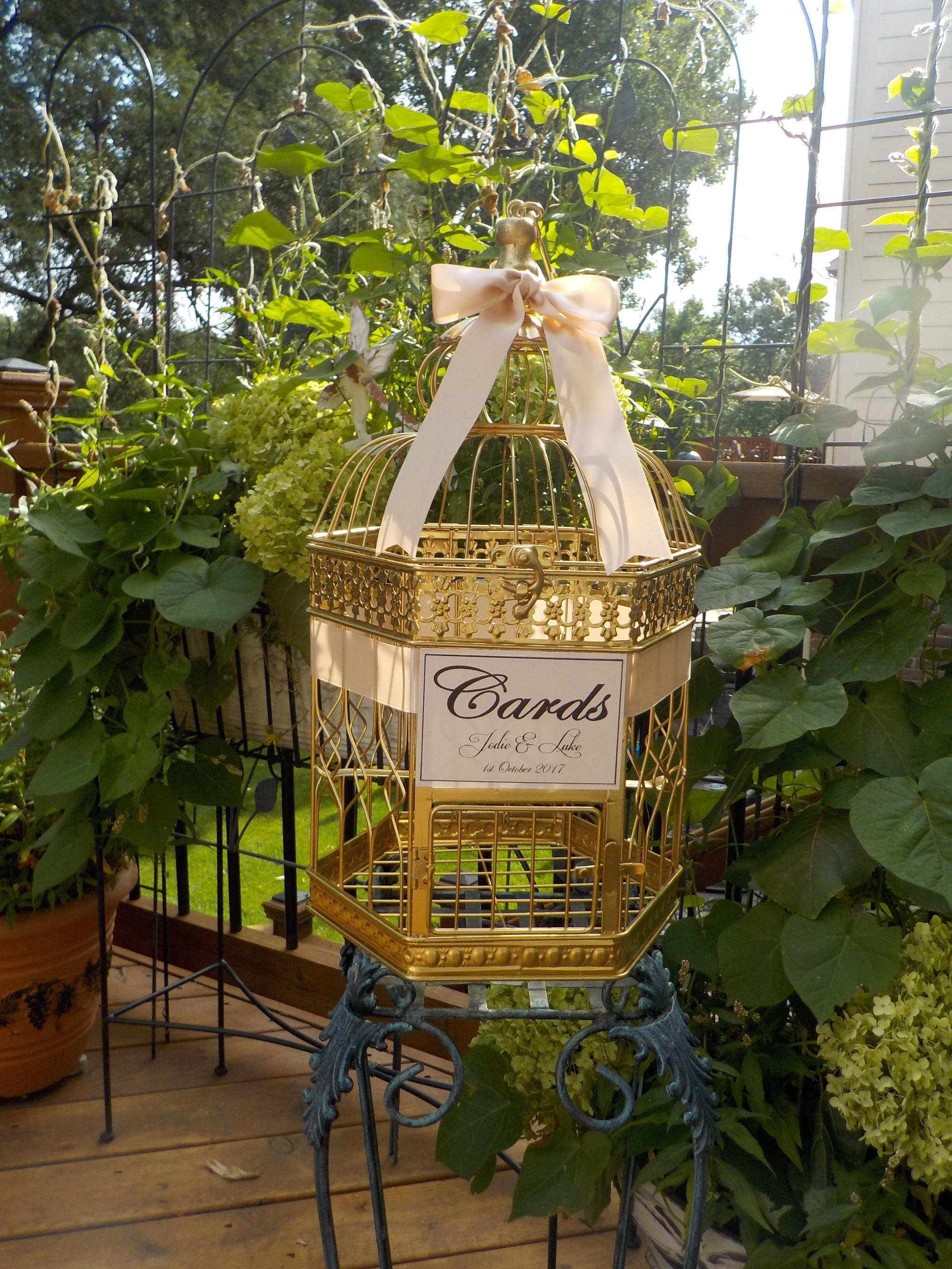 Large Gold Bird Cage Wedding Card Holder Money Holder Shower Etsy