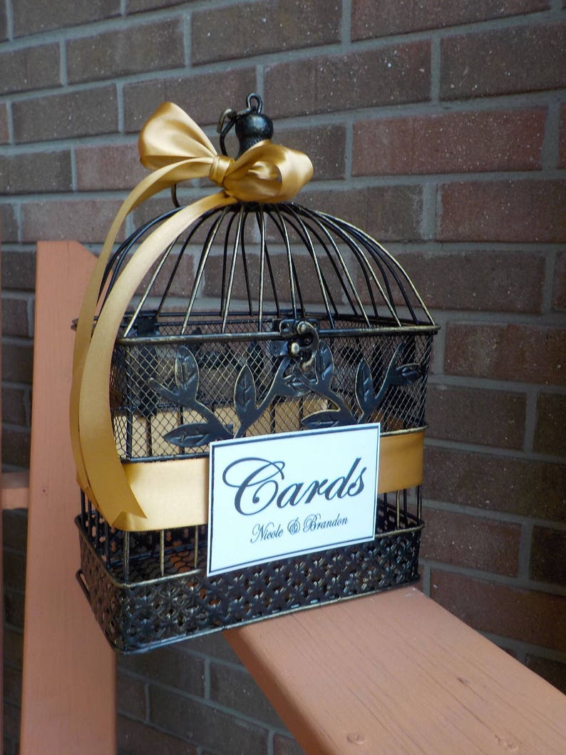 CUSTOM Colors, Bridal Shower Cards Well Wishes Wedding Cards Bird Cage Shower Cards Money Holder Wishing Well Baby Shower Cards