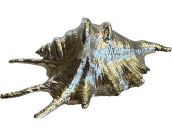 Vintage Large Silver Plated Overlay 6" Spider Conch Seashell Shell Beach Nautical Decor