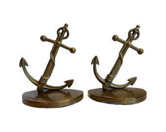 VTG Pair of Vintage Brass Anchor Bookends Ship Anchor Nautical Decor Beach House