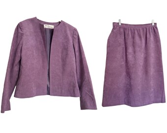 Adolph Schuman for Lilli Ann Medium UltraSuede Skirt Suit Lavender Size M Vintage