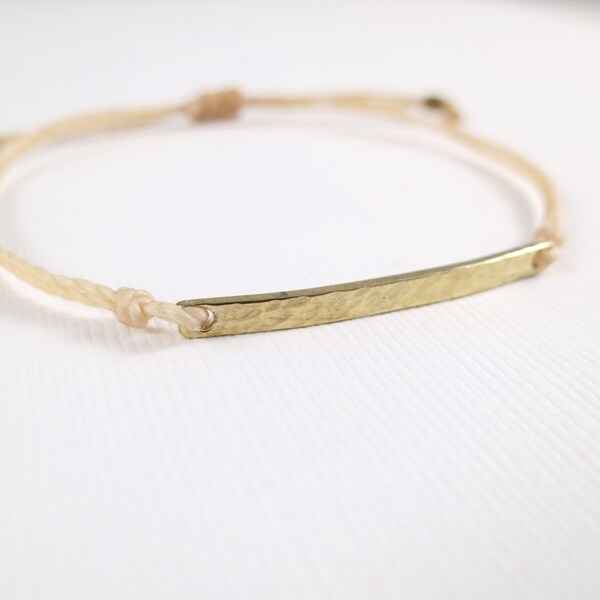 Gold Hammered Bar Bracelet