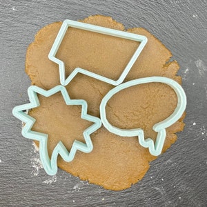 Word bubble 3 pack cartoon cookie cutter,fondant cutter, clay cutter comic book inspired