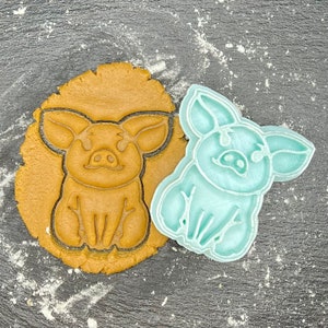 Cortador de galletas con huella de cerdito bebé, cortador de fondant, cortador de arcilla impreso en 3D, divertido cumpleaños