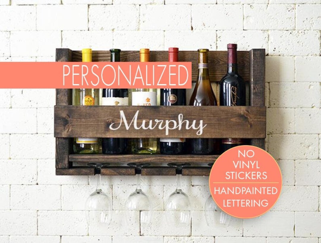 Personalized Wood Wine Rack – Wall Hanging With Hand-painted Name - Etsy