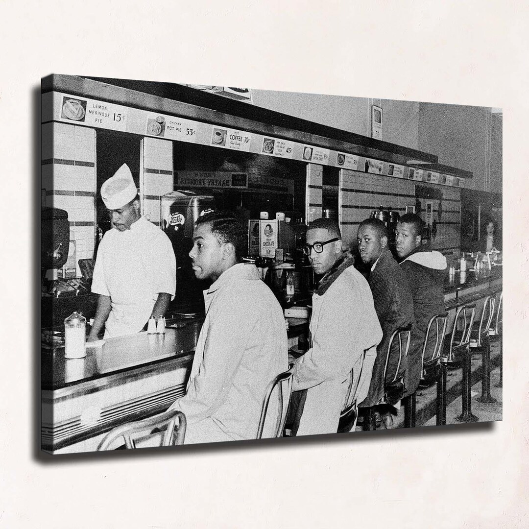 Greensboro Sit in Canvas Wall Art Vintage Black and White Photo Civil ...